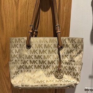 Michael Kors Cream and Brown Signature Tote